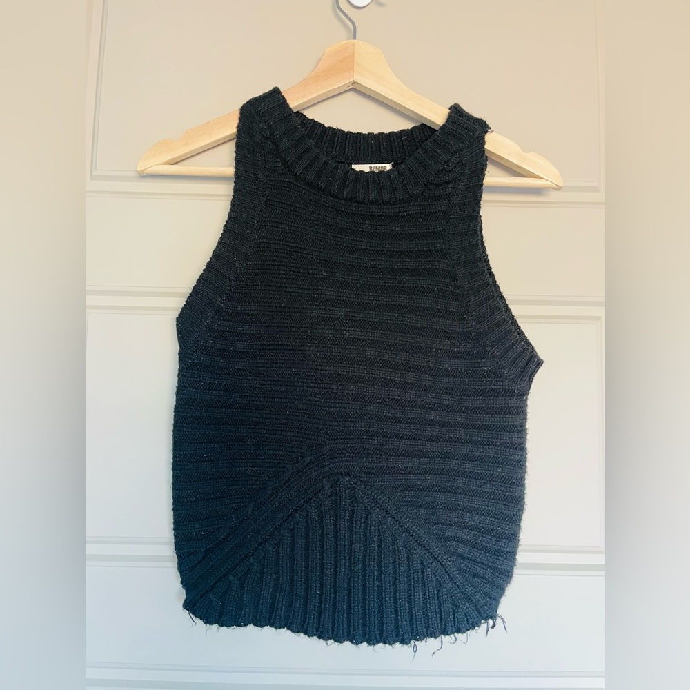 LF Black Ribbed Wool Halter